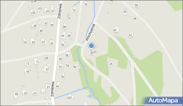 Iwonicz-Zdrój, Wschodnia, 32, mapa Iwonicz-Zdrój