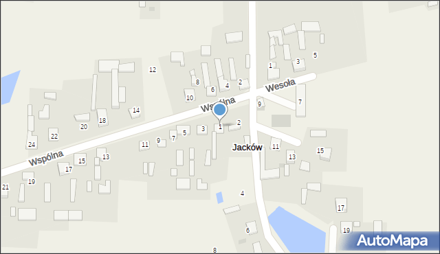 Jacków, Wspólna, 1, mapa Jacków