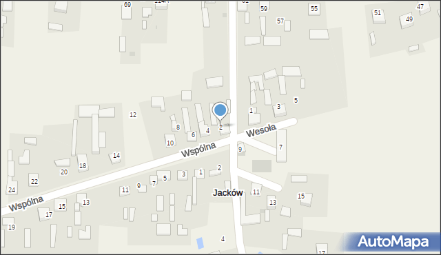 Jacków, Wspólna, 2, mapa Jacków