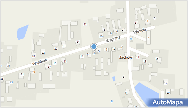 Jacków, Wspólna, 7, mapa Jacków