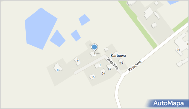 Karbowo, Wspólna, 4, mapa Karbowo