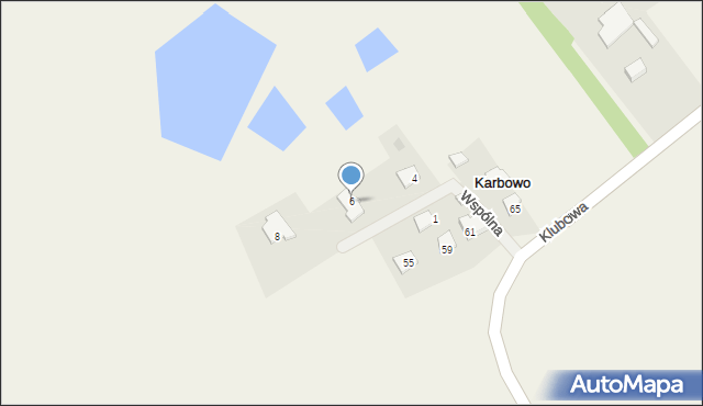 Karbowo, Wspólna, 6, mapa Karbowo