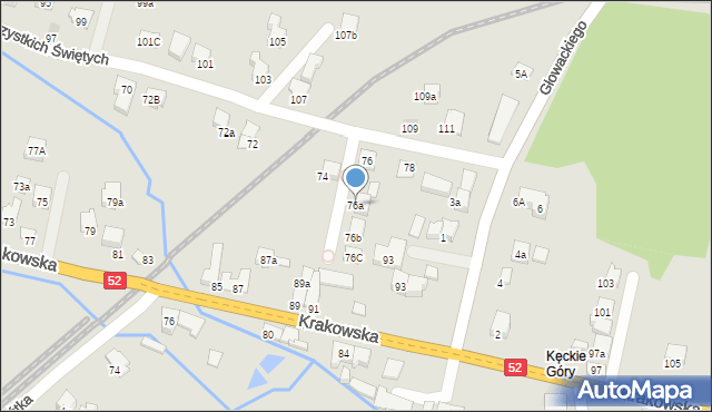 Kęty, Wszystkich Świętych, 76a, mapa Kęty