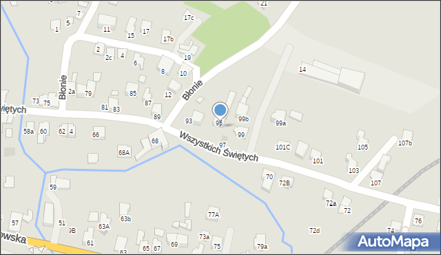Kęty, Wszystkich Świętych, 95a, mapa Kęty