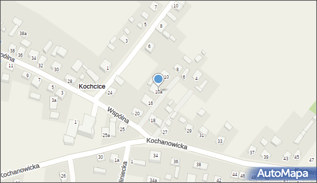 Kochcice, Wspólna, 10a, mapa Kochcice