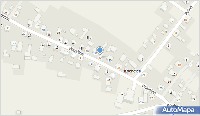 Kochcice, Wspólna, 32, mapa Kochcice