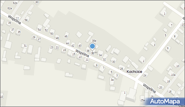 Kochcice, Wspólna, 36, mapa Kochcice