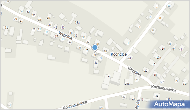 Kochcice, Wspólna, 5, mapa Kochcice