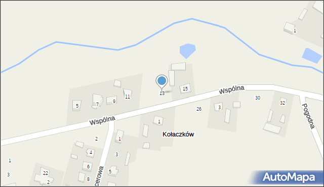 Kołaczków, Wspólna, 13, mapa Kołaczków