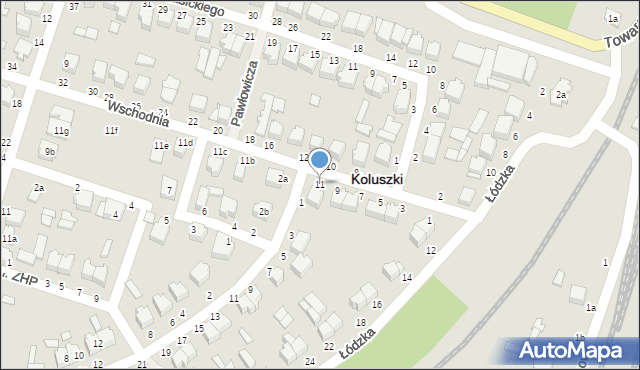 Koluszki, Wschodnia, 11, mapa Koluszki