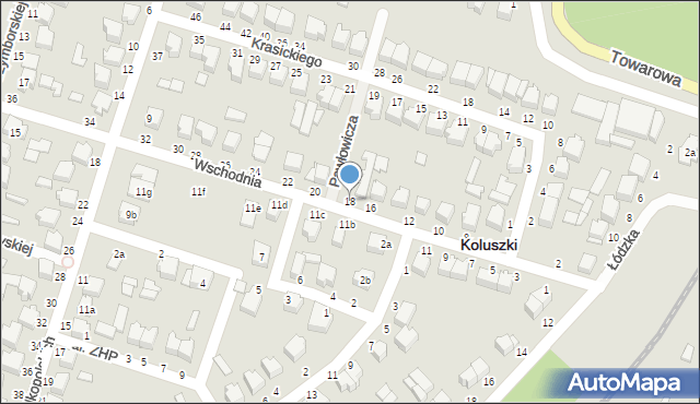 Koluszki, Wschodnia, 18, mapa Koluszki