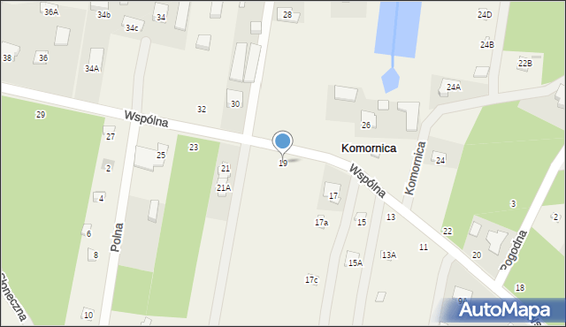 Komornica, Wspólna, 19, mapa Komornica