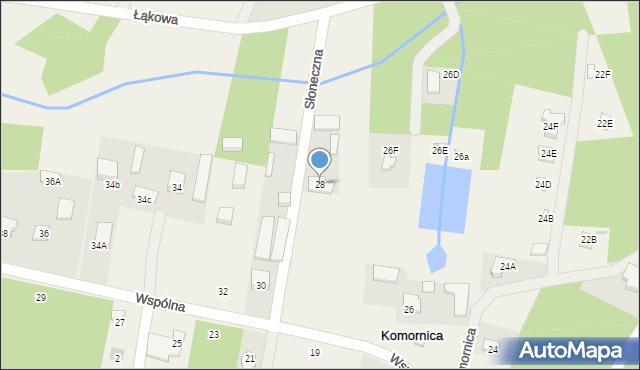 Komornica, Wspólna, 28, mapa Komornica