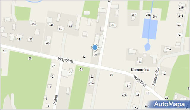 Komornica, Wspólna, 30, mapa Komornica