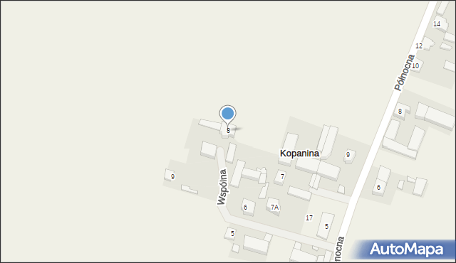 Kopanina, Wspólna, 8, mapa Kopanina