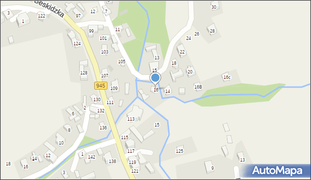 Korbielów, Wspólna, 16, mapa Korbielów