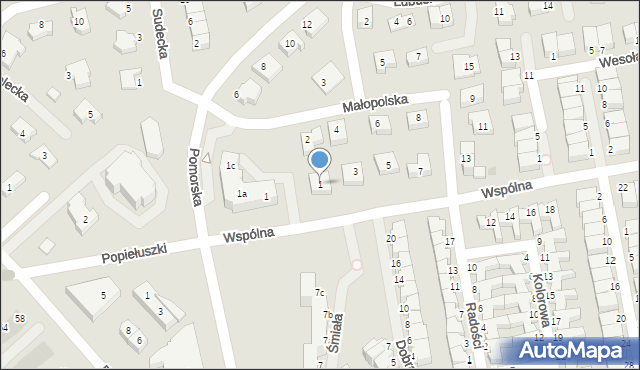 Koszalin, Wspólna, 1, mapa Koszalina