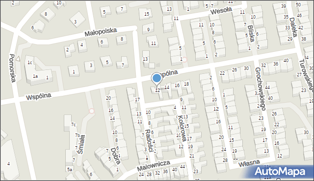 Koszalin, Wspólna, 12, mapa Koszalina