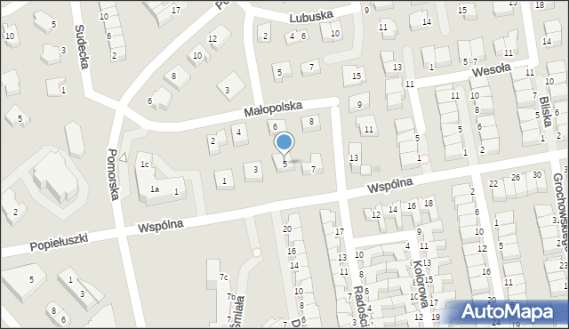 Koszalin, Wspólna, 5, mapa Koszalina