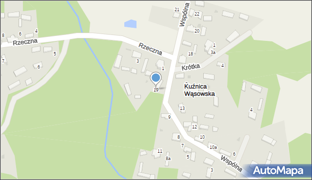 Kuźnica Wąsowska, Wspólna, 19, mapa Kuźnica Wąsowska