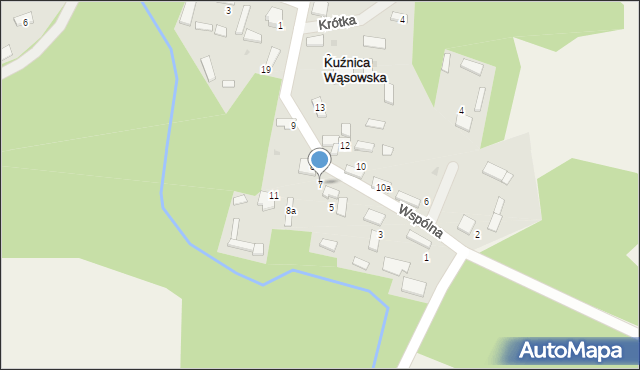 Kuźnica Wąsowska, Wspólna, 7, mapa Kuźnica Wąsowska