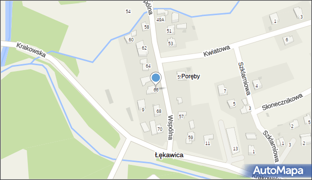 Łękawica, Wspólna, 66, mapa Łękawica