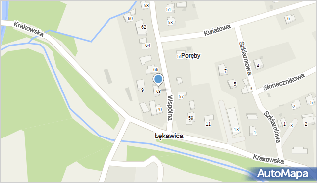 Łękawica, Wspólna, 68, mapa Łękawica