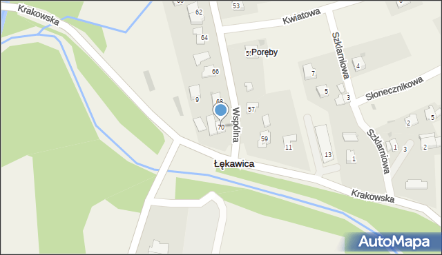 Łękawica, Wspólna, 70, mapa Łękawica