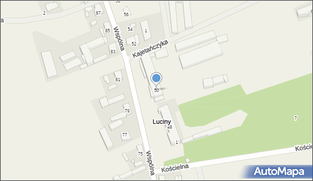 Luciny, Wspólna, 50, mapa Luciny