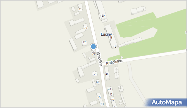 Luciny, Wspólna, 75, mapa Luciny