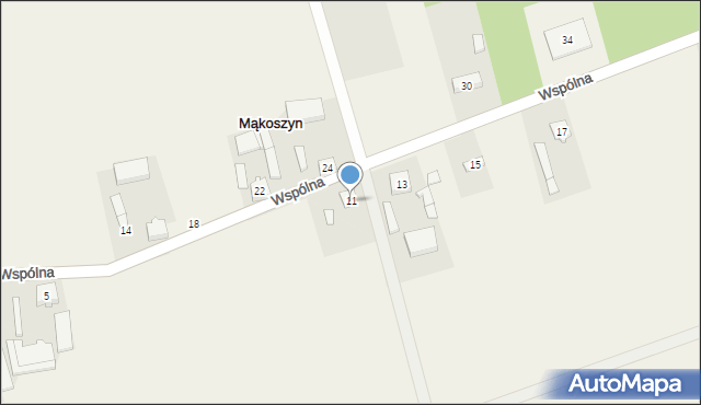 Mąkoszyn, Wspólna, 11, mapa Mąkoszyn