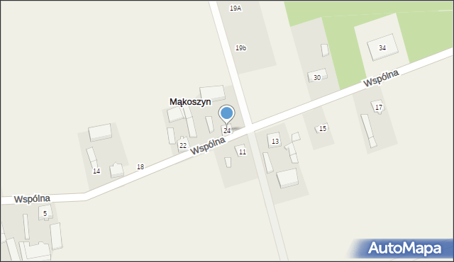 Mąkoszyn, Wspólna, 24, mapa Mąkoszyn