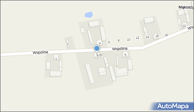 Mąkoszyn, Wspólna, 3, mapa Mąkoszyn