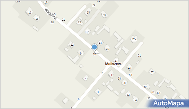 Maliszew, Wspólna, 26, mapa Maliszew