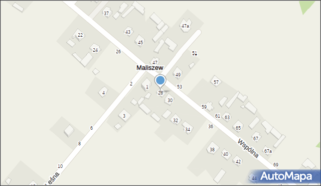 Maliszew, Wspólna, 28, mapa Maliszew