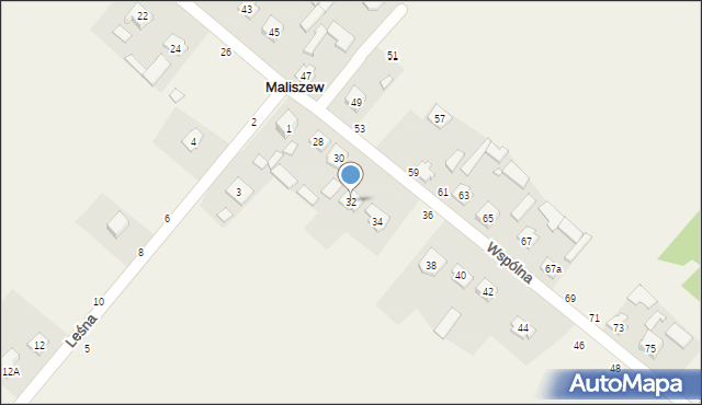 Maliszew, Wspólna, 32, mapa Maliszew