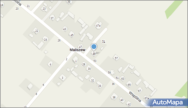 Maliszew, Wspólna, 49, mapa Maliszew