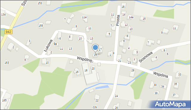 Meszna, Wspólna, 15, mapa Meszna