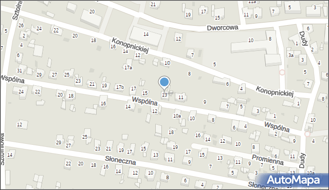 Miasteczko Śląskie, Wspólna, 13, mapa Miasteczko Śląskie