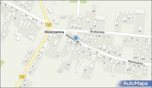 Moszczenica, Wschodnia, 13, mapa Moszczenica