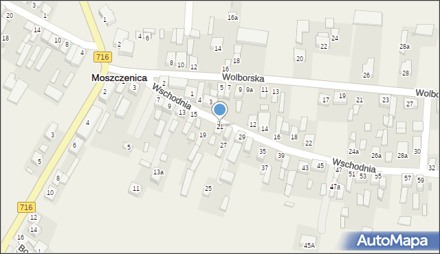 Moszczenica, Wschodnia, 21, mapa Moszczenica