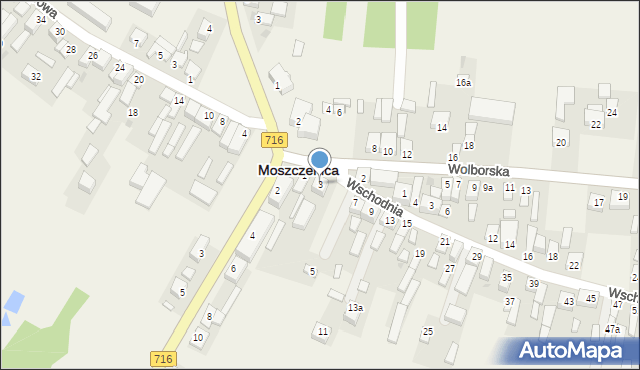 Moszczenica, Wschodnia, 3, mapa Moszczenica