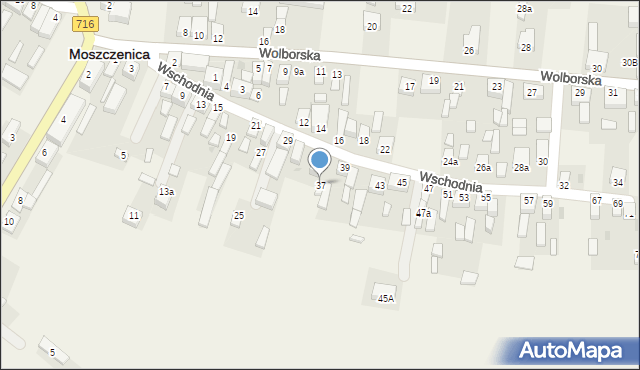 Moszczenica, Wschodnia, 37, mapa Moszczenica