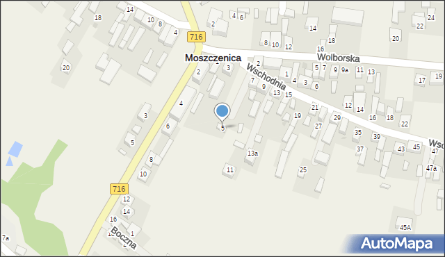 Moszczenica, Wschodnia, 5, mapa Moszczenica