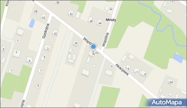 Mrozy, Wspólna, 31, mapa Mrozy