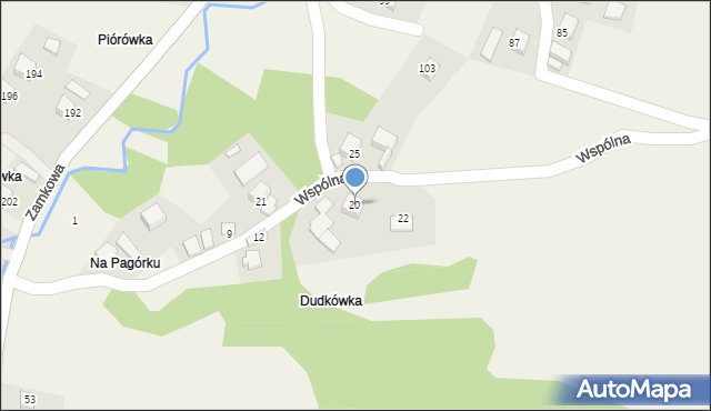 Nawojowa, Wspólna, 20, mapa Nawojowa