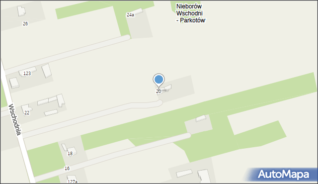 Nieborów, Wschodnia, 20, mapa Nieborów