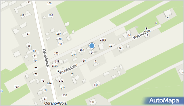 Odrano-Wola, Wschodnia, 14, mapa Odrano-Wola