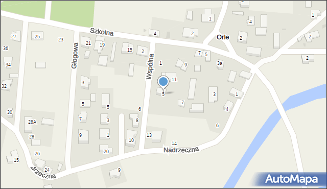 Orle, Wspólna, 5, mapa Orle