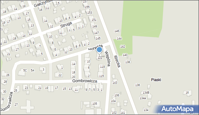 Ostrowiec Świętokrzyski, Wspólna, 121, mapa Ostrowiec Świętokrzyski